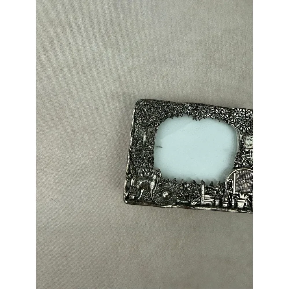 Vintage Sterling Silver Scene Wales Verse Silver Plated Picture Frame 3×2